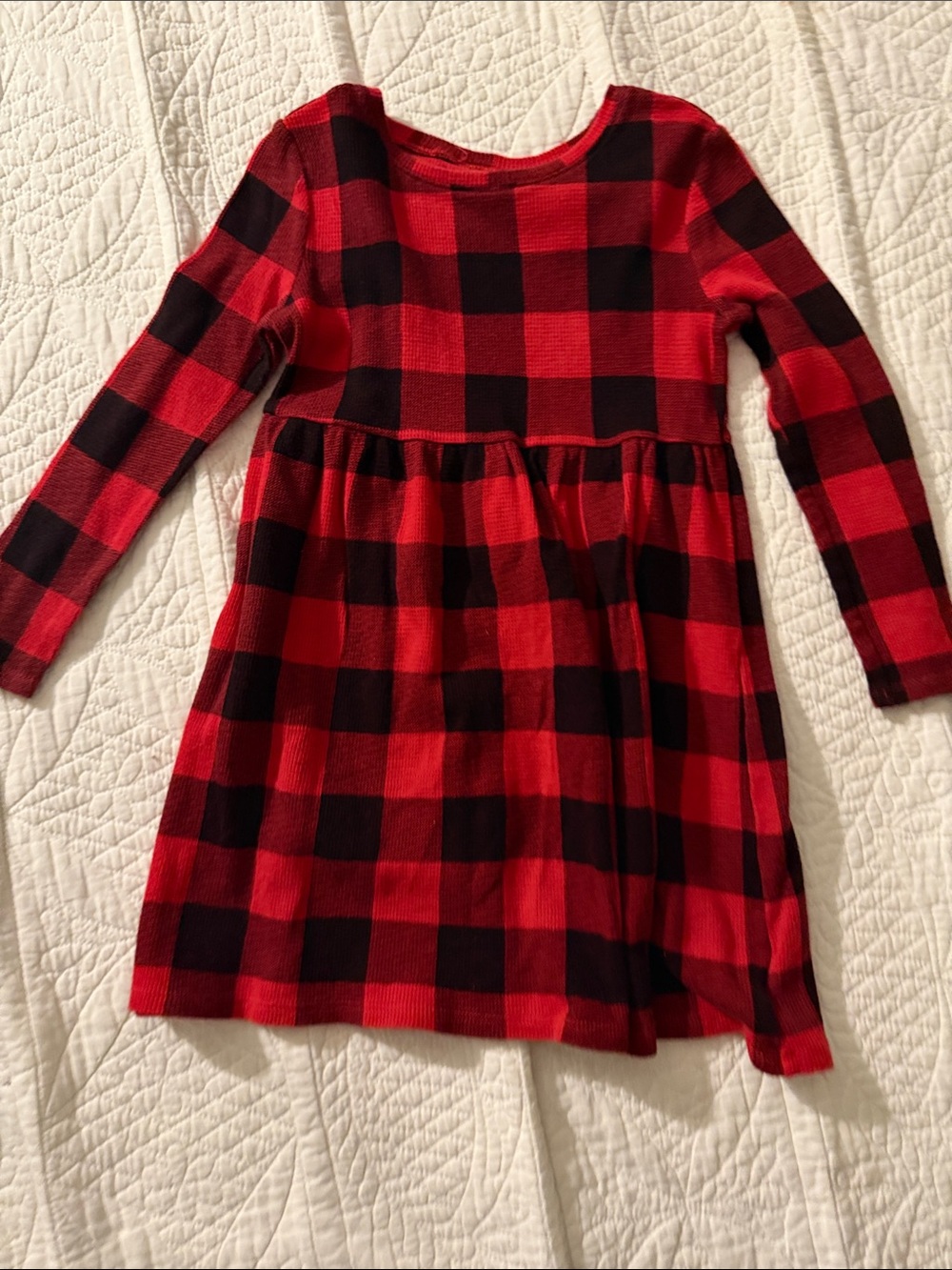 Old Navy Red and Black Buffalo Plaid Long-Sleeve Dress